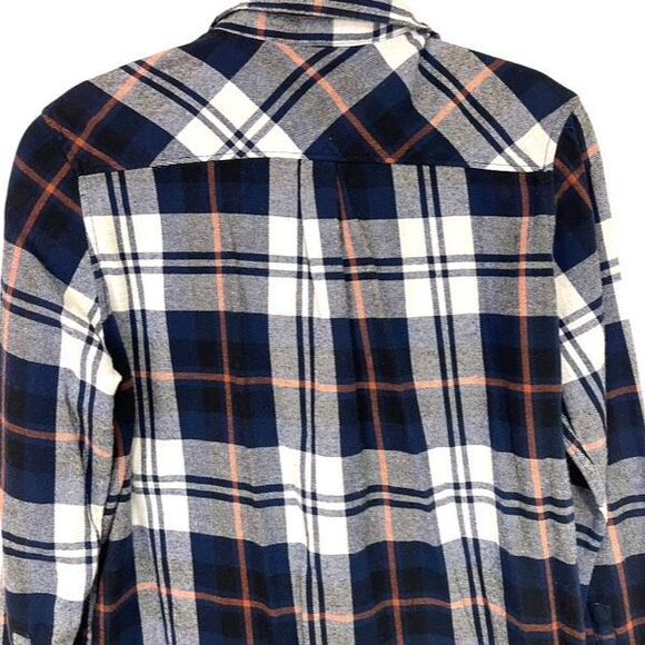 WOOLRICH Women’s Flannel Button Shirt XL Blue White Plaid Soft Long Sleeve Pocke - Picture 2 of 11